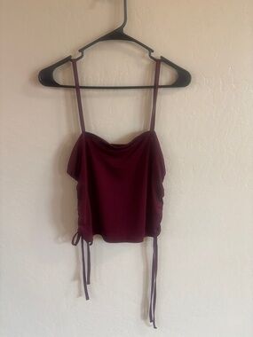 SHEIN Burgundy Side-Ruched Cowl Neck Cami